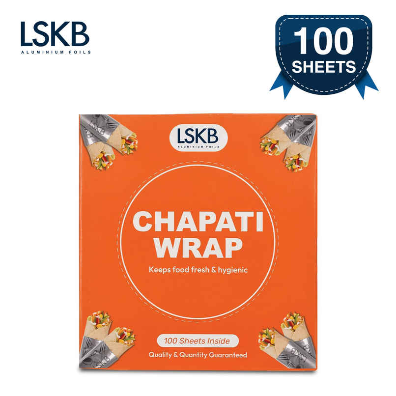 CHAPATI WRAP Pre-Cut Aluminium Foil 100 Sheets CHAPATI WRAP Pre-Cut Aluminium Foil 100 Sheets