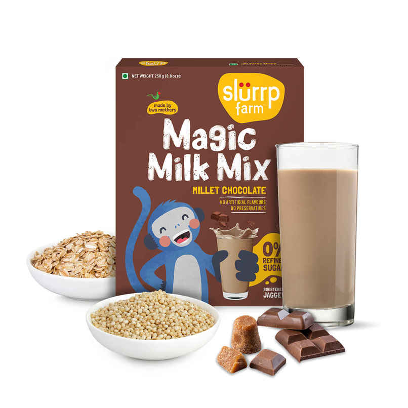 Slurrp Farm No Sugar Chocolate Milk Mix | Sweetened With Jaggery Powder | Contains Jowar And Oats
