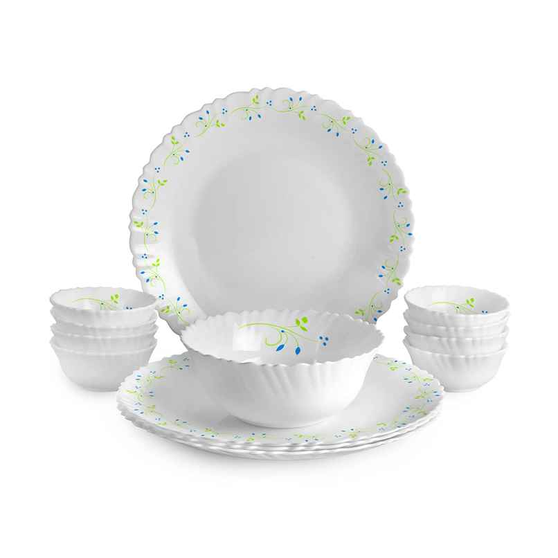 Cello Opalware Dazzle Series Tropical Lagoon Dinner Set | | Set Of 13, White Cello Opalware Dazzle Series Tropical Lagoon Dinner Set | | Set Of 13, White