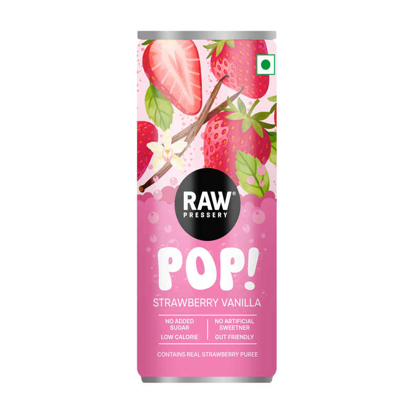 RAW POP Strawberry Vanilla Prebiotic Soda | Low Calorie | No Added Sugar | No Artificial Sweeteners RAW POP Strawberry Vanilla Prebiotic Soda | Low Calorie | No Added Sugar | No Artificial Sweeteners