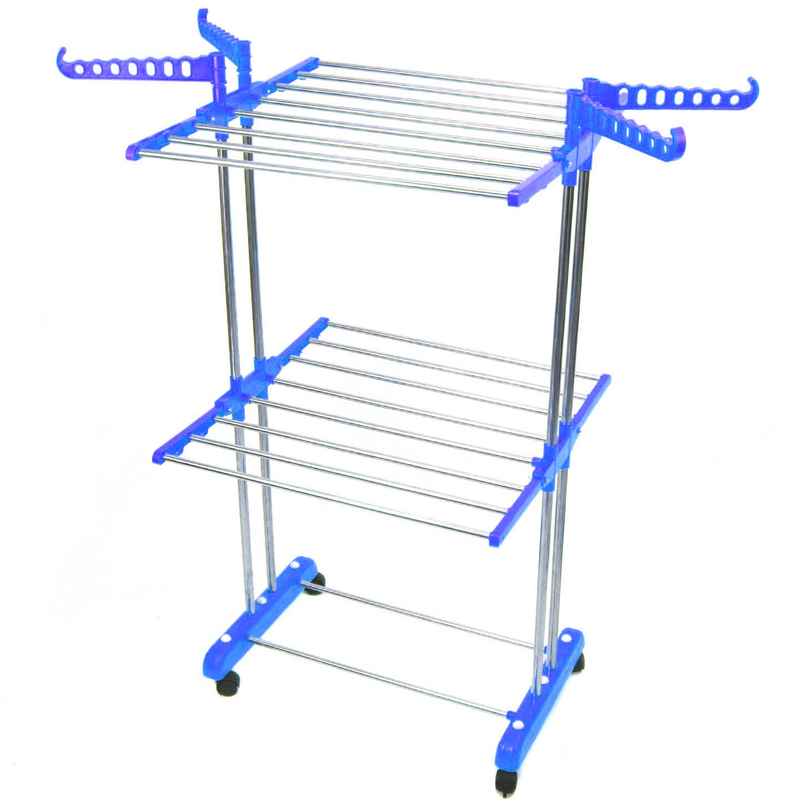 TNC Blue Double Poll 2 Tier Stainless Steel Cloth Dryer Stand