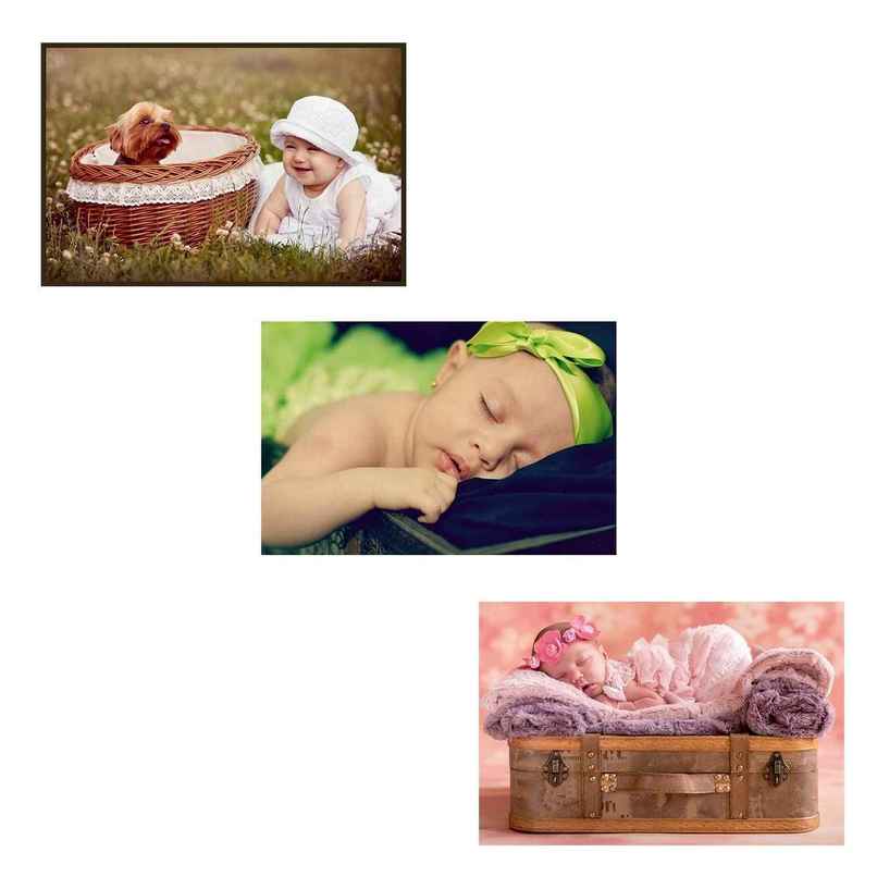 Paper Plane Design New Born Cute Baby Smiling Baby Wall Posters | Set Of 3 | Size 12 x 18 Inch- D60