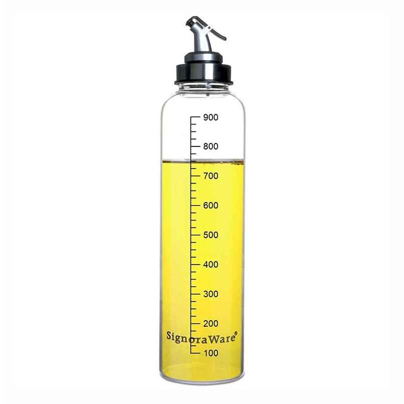 Signoraware Borosilicate Glass Oil Dispenser | 1000 ml | Clear | Oil Bottle, Oil Pourer