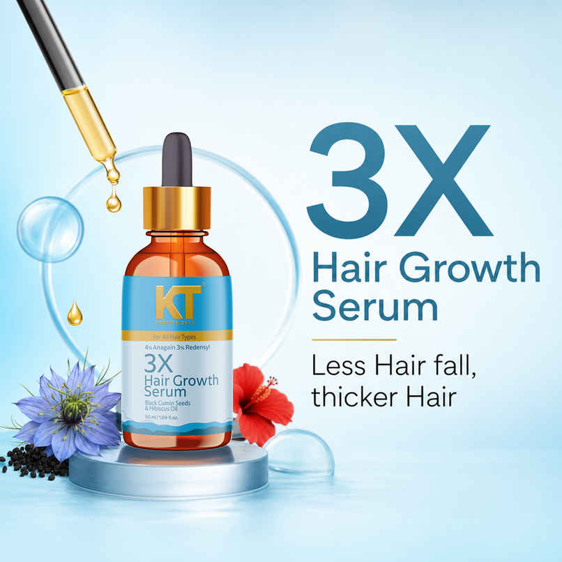 KT Professional 3X Hair Growth Serum with Black Cumin | Anagain, Hibiscus & Redensyl