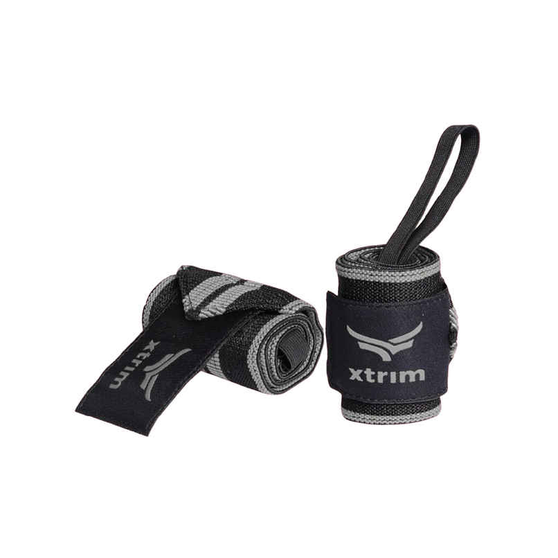 Xtrim Gym Wrist Support with Support Crepe Bandage for Workout & Muscle Relaxation |Black & Grey Xtrim Gym Wrist Support with Support Crepe Bandage for Workout & Muscle Relaxation |Black & Grey