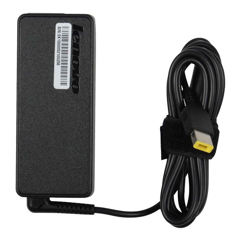 Lenovo 65W USB Slim Tip Rectangular pin Laptop Adapter/Charger with Power Cord for Select Models of Lenovo Laptops (888015000) - Black