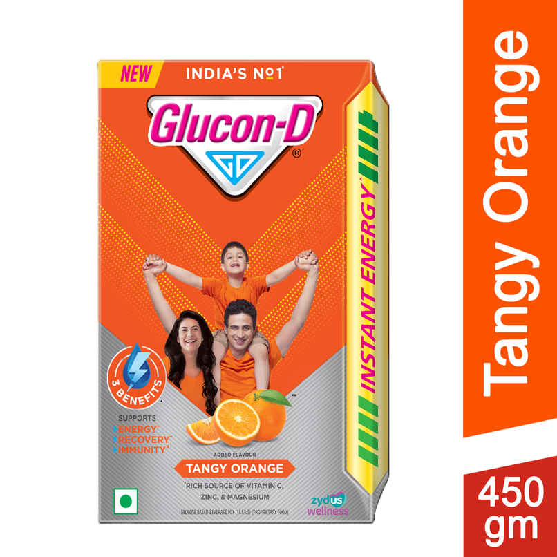 Glucon-D Tangy Orange with 3 Benefits of Energy, Recovery, and Immunity