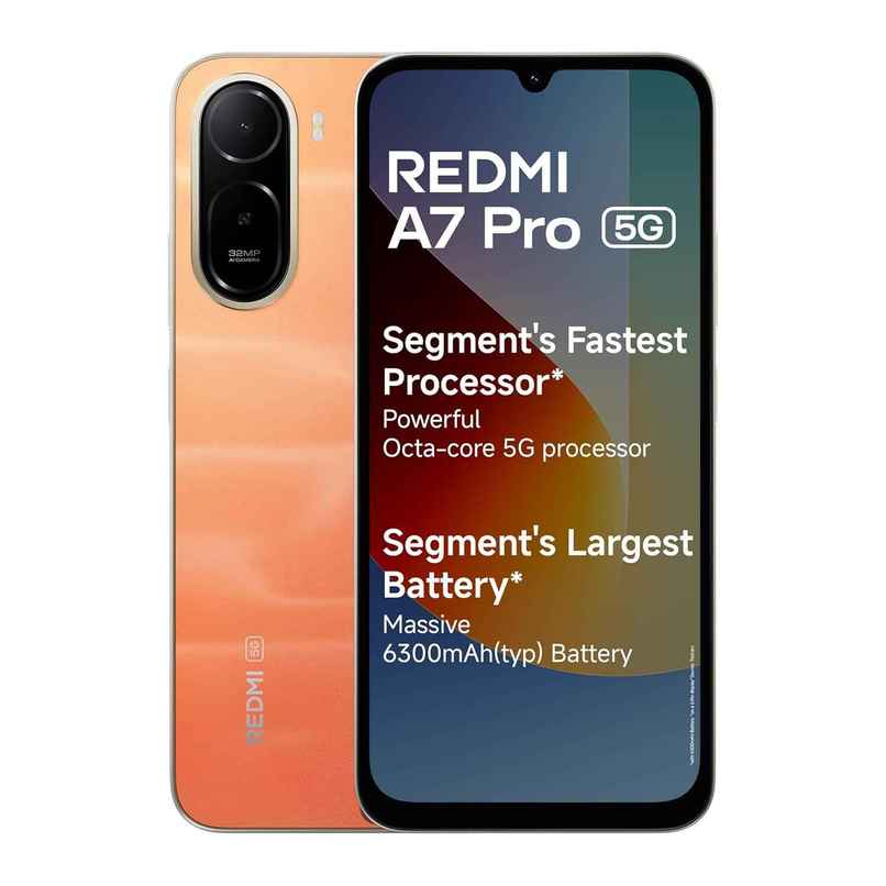 Redmi A7 Pro 5G | 4GB RAM, 64GB Storage | 6.9 inch Display | Sunset Orange Redmi A7 Pro 5G | 4GB RAM, 64GB Storage | 6.9 inch Display | Sunset Orange