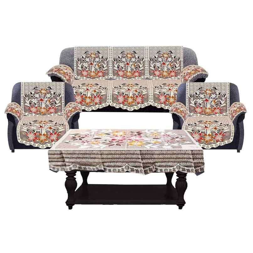 Kuber Industries Flower Design Cotton Floral 5 Seater Sofa Cover Set with 6 Pcss Arms Cover Kuber Industries Flower Design Cotton Floral 5 Seater Sofa Cover Set with 6 Pcss Arms Cover