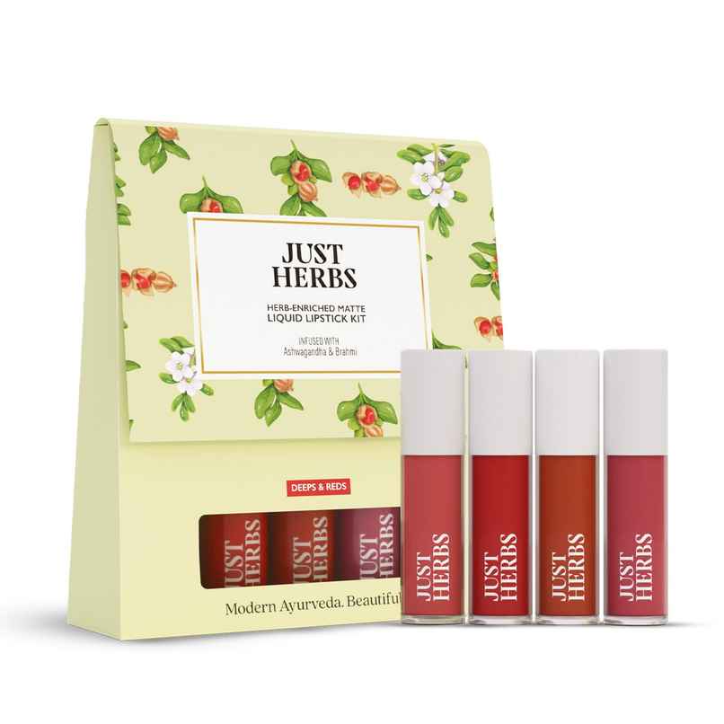 Just Herbs Herb Enriched Matte Liquid Lipstick | Ayurvedic | Red & Bold | Hydrating & Lightweight
