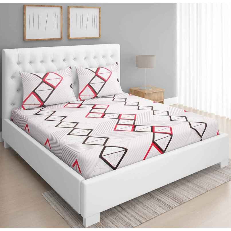 BAY6 Super King 100% Cotton 144 TC Geometric Bedsheet | Multicolor | 108 x 108 in