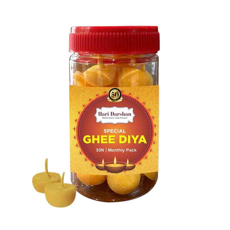 Special Ghee Diya - 30 Pcs | Yellow | Wax | Hari Darshan Special Ghee Diya - 30 Pcs | Yellow | Wax | Hari Darshan