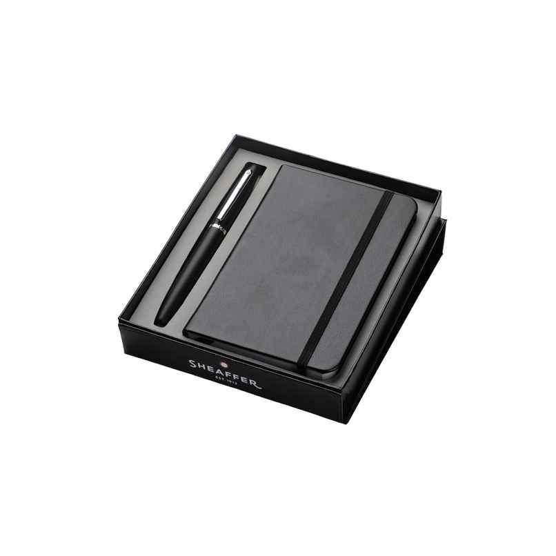 Sheaffer VFM Gift Set Fountain Pen | Medium Nib | Chrome Plated Trims | Black | Small Notebook Sheaffer VFM Gift Set Fountain Pen | Medium Nib | Chrome Plated Trims | Black | Small Notebook