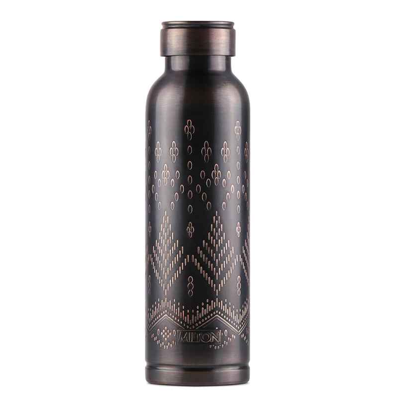 Milton Copper Swasth Water Bottle Ethnic Lacquer Coated | Black - 940 ml Milton Copper Swasth Water Bottle Ethnic Lacquer Coated | Black - 940 ml