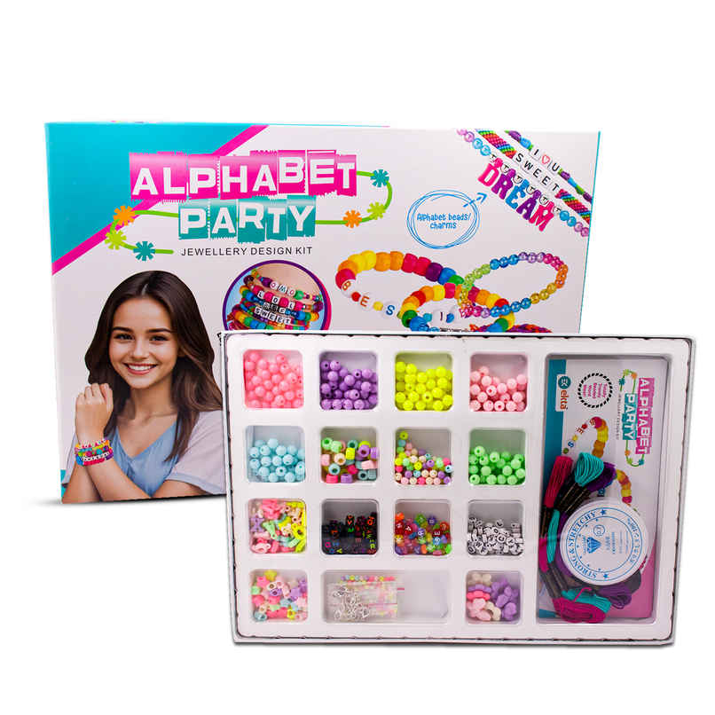 Ekta Alphabet Party Jewellery Kit | Create Bracelet with Alphabet Charm, Beads & Accessories