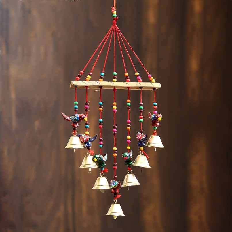 Parrot Beads Bells Hanging Wind Chimes | Housewarming Gift | Ecraftindia Parrot Beads Bells Hanging Wind Chimes | Housewarming Gift | Ecraftindia
