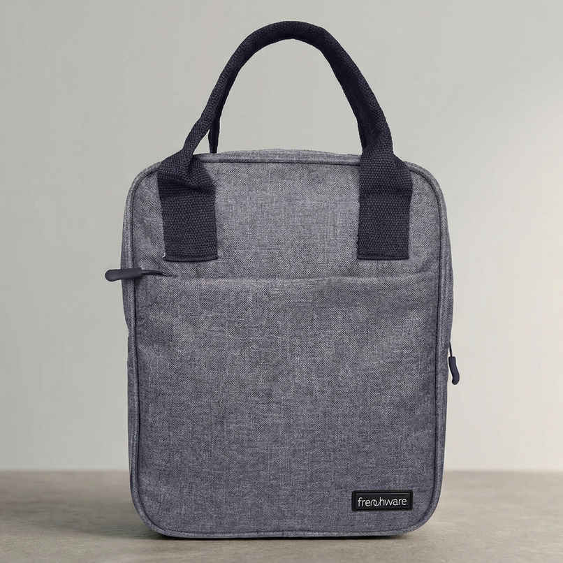 Frenchware Insulated Nylon Lunch Bag, Office Tiffin Bag | 7 L, 15 kg capacity - Grey