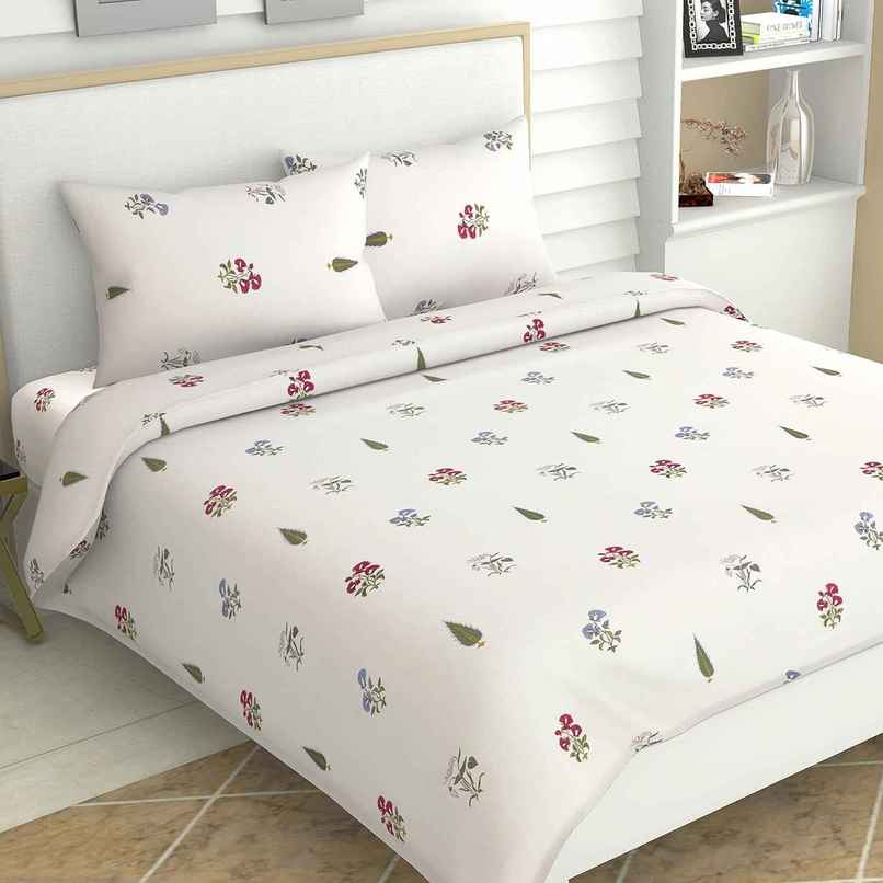 Haus & Kinder Garden of Joy Double Size Floral Bedsheet | 100% Cotton | 98 x 89 in