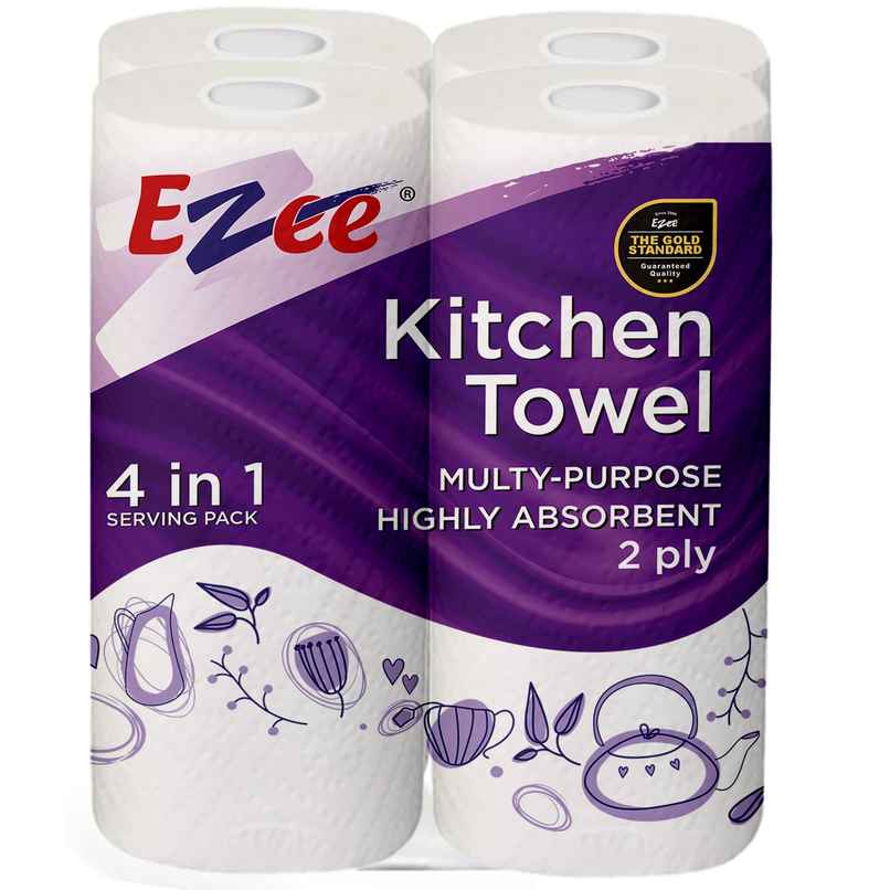 Ezee Kitchen Tissue Paper Towel Roll - 4 Rolls - 240 Sheets - 2ply Ezee Kitchen Tissue Paper Towel Roll - 4 Rolls - 240 Sheets - 2ply