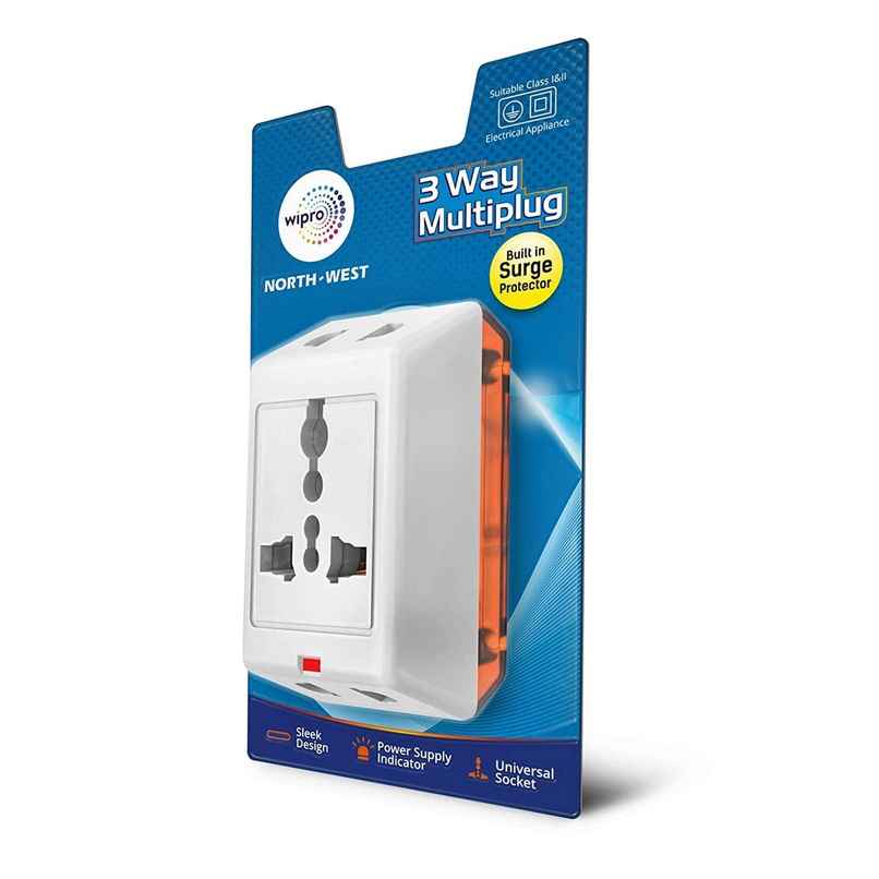 Wipro 3 Way Multiplug Adaptor with 1 Universal Socket