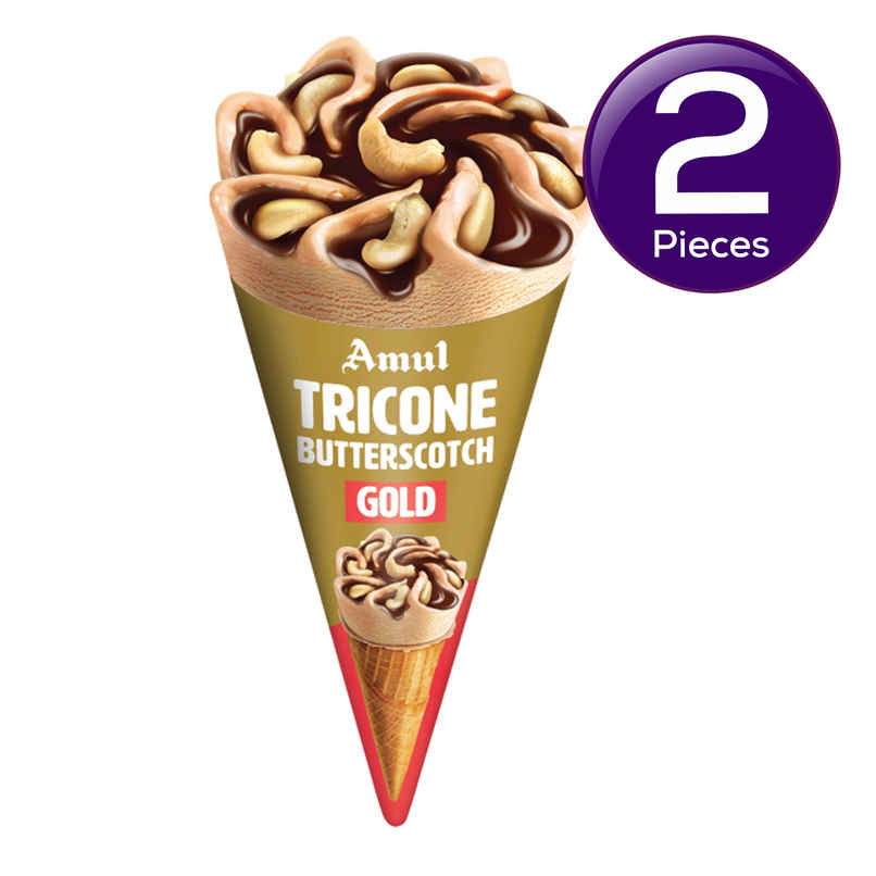 Amul Gold TriCone Butterscotch Ice Cream Cone 120 ml Combo