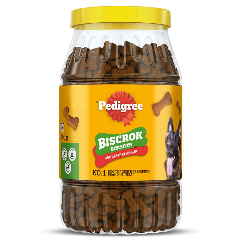 Pedigree Biscrok Dog Biscuits | Above 4 Months | Lamb Flavour | Jar Pedigree Biscrok Dog Biscuits | Above 4 Months | Lamb Flavour | Jar