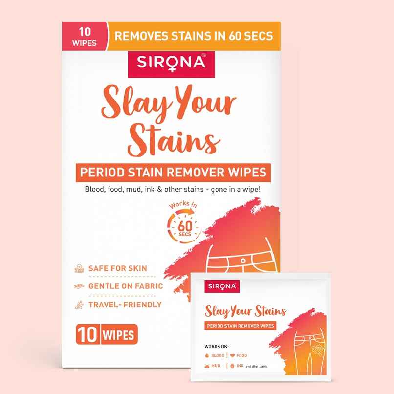 Sirona Period Stain Remover Wipes | Instant Stain Remover | Fabric Wipes for Fresh Blood Stains