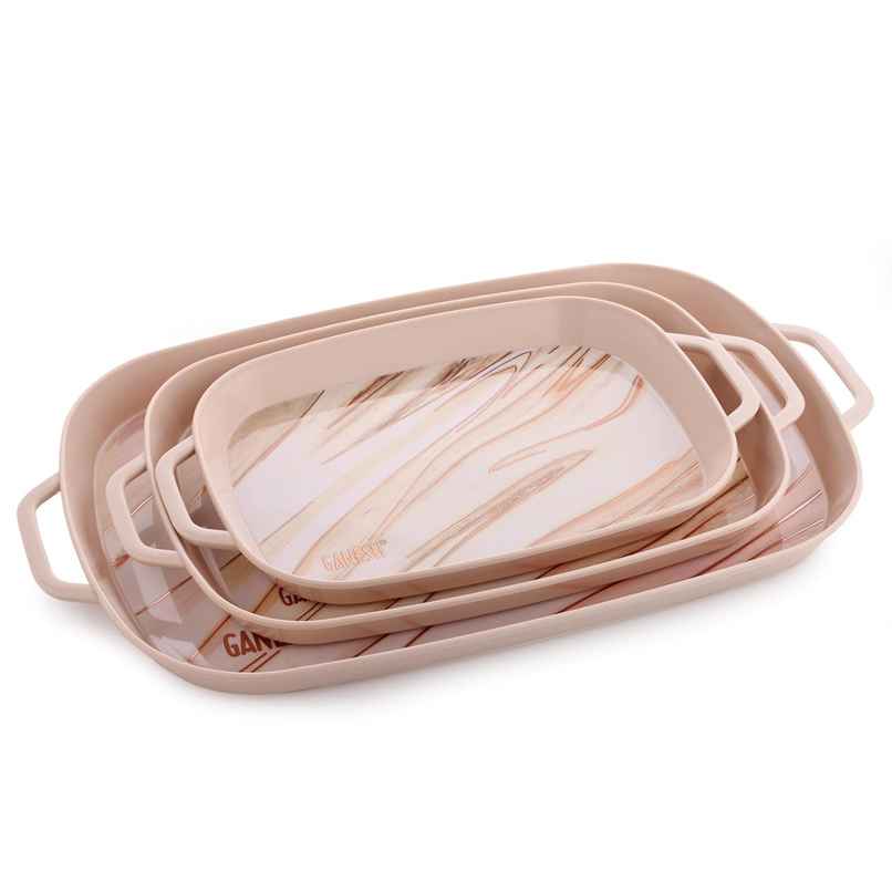 Ganesh Cherish Plastic Rectangular Serving Tray for Tea | Snacks Color May Vary