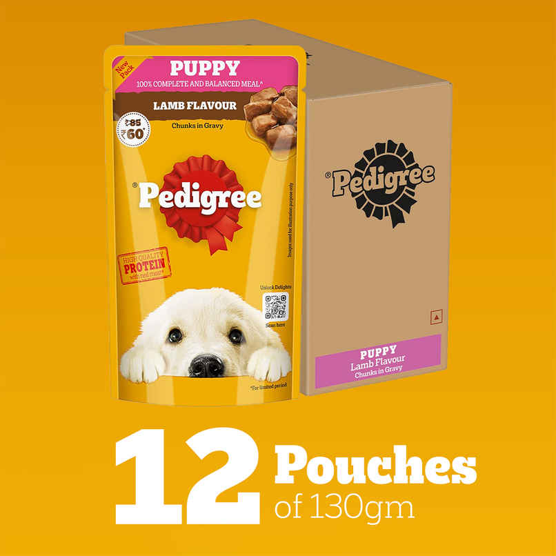Pedigree Puppy Lamb Flavour Chunks In Gravy Wet Dog Food Pedigree Puppy Lamb Flavour Chunks In Gravy Wet Dog Food