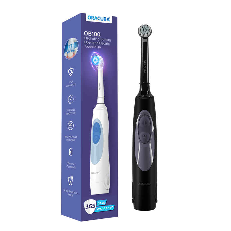 Oracura OB100 Battery Operated Oscillating Electric Toothbrush Black