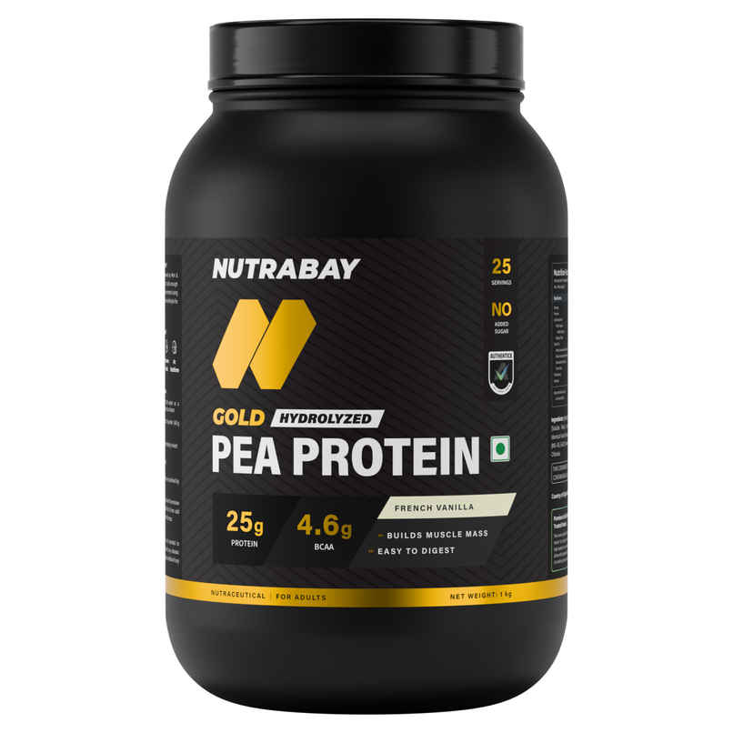 Nutrabay Gold Pea Protein Powder | 25g Pea Protein, 4.6g BCAA | French Vanilla