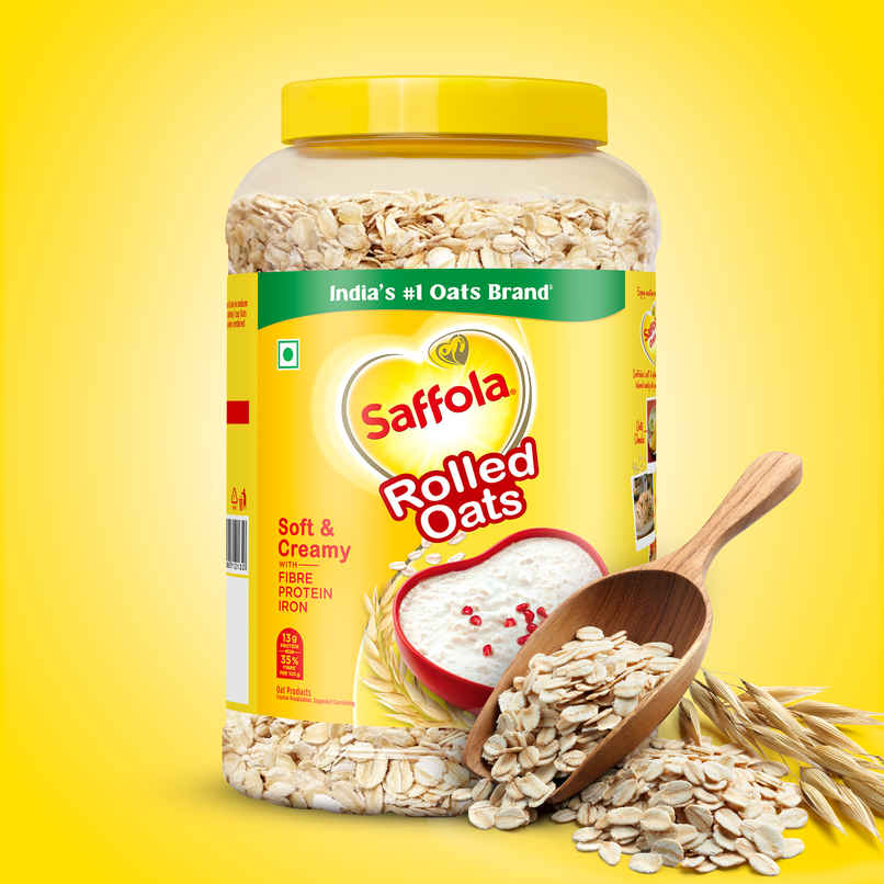 Saffola Rolled Oats | Soft & Creamy Oats | Power of Protein | Iron & Fibre | Nutritious Grain Jar
