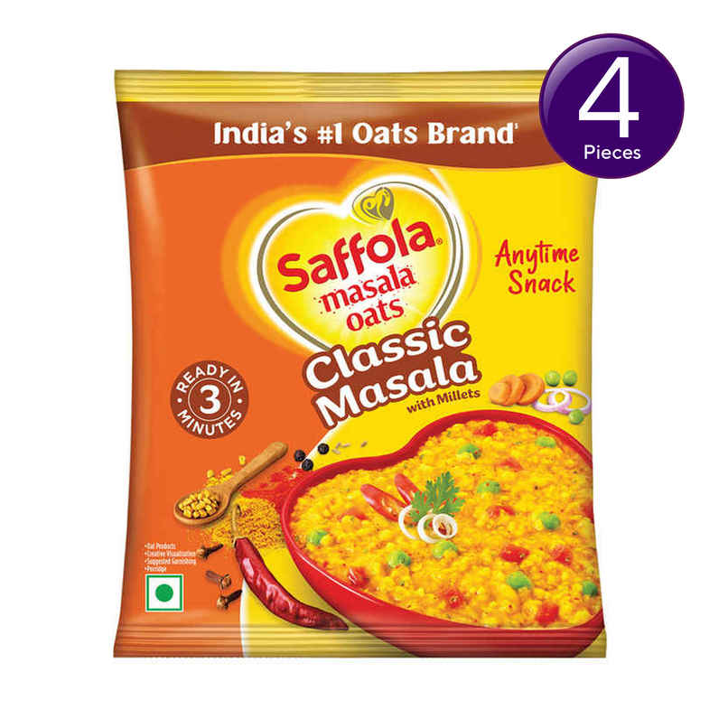 Saffola Masala Oats |Classic Masala | Anytime Snack | Ready in 3 mins | Millets Goodness Combo