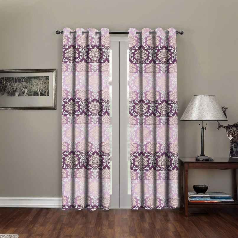 BAY6 Microfiber Cotton Door Curtains | Set of 2 | 7x4 ft | Pink