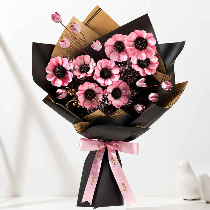 Rustic Shola Pith Flower Bloom Bouquet | Gift Set | FNP