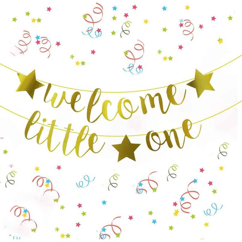 Party Propz Golden Welcome Little One Banner