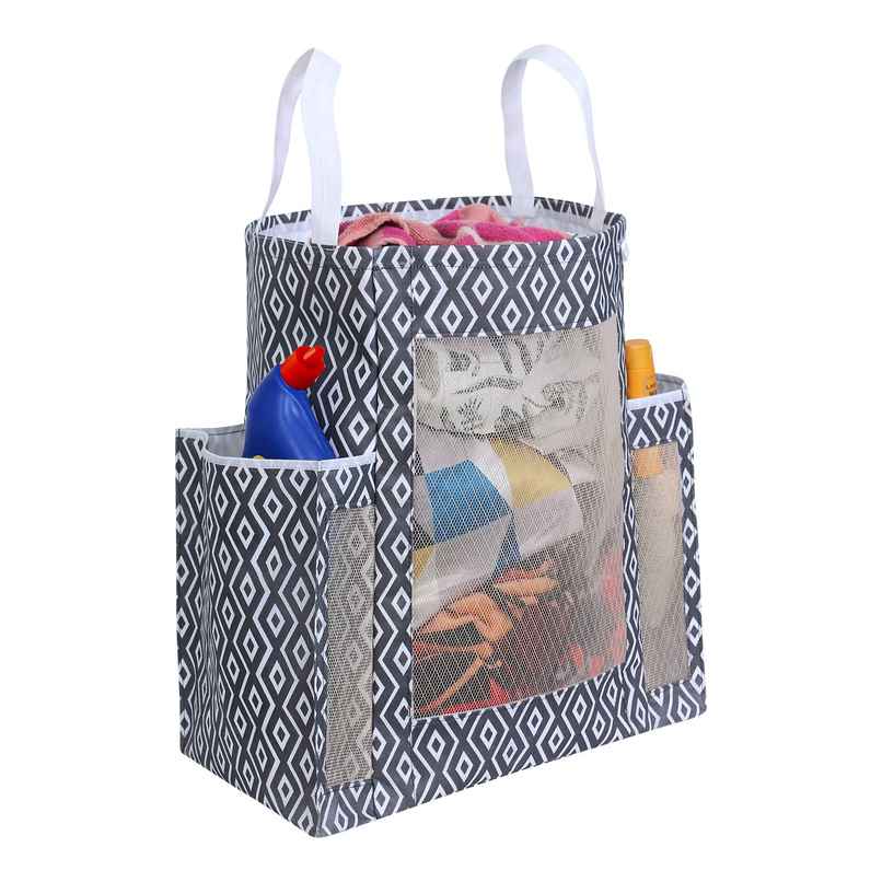 Prettykrafts Laundry Basket,Collapsible And With Side Pocket Black