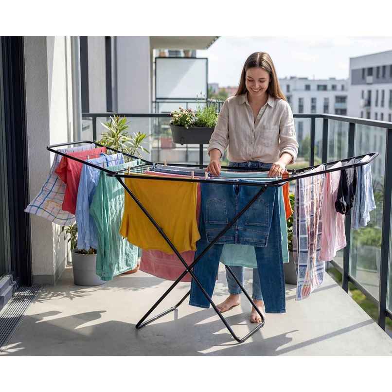 Perpetual Foldable Clothes Drying Rack | Metal Frame X Shape Laundry Stand