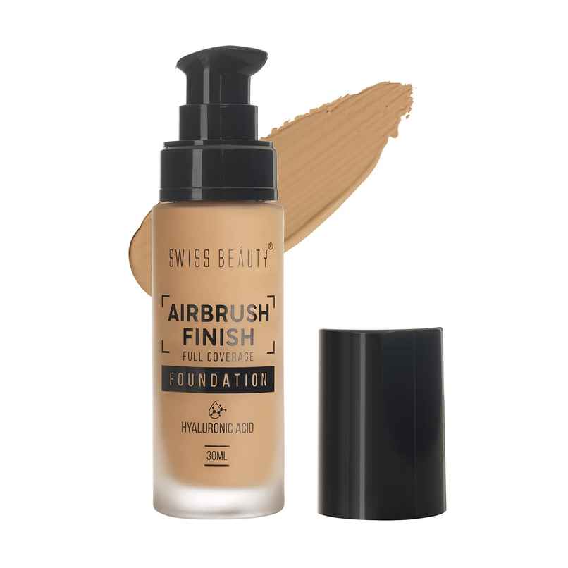 Swiss Beauty Airbrush Finish Full Coverage Foundation - Golden Beige Swiss Beauty Airbrush Finish Full Coverage Foundation - Golden Beige