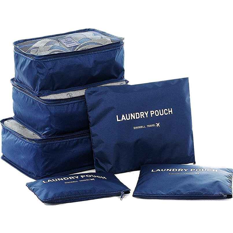 Awestuffs 6 pcs Luggage Compression Pouches, Laundry Bags and Digital Pouch | Navy Blue Awestuffs 6 pcs Luggage Compression Pouches, Laundry Bags and Digital Pouch | Navy Blue