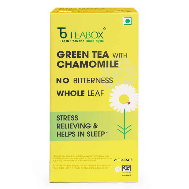 Teabox Chamomile Green Tea | Fresh And Floral Calm Tea Bags | Relaxed Sleep In Every Sip Teabox Chamomile Green Tea | Fresh And Floral Calm Tea Bags | Relaxed Sleep In Every Sip