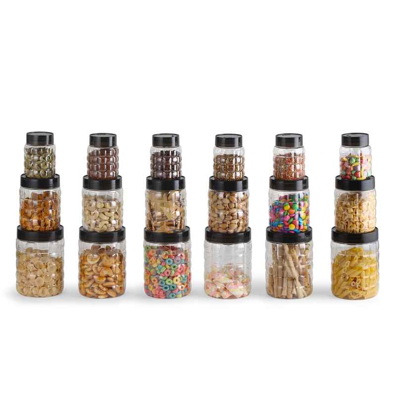 Cello Checkers Pet Plastic Airtight Canister Set of 18 | Food Grade, BPA free (Set of 300+650+1200)x6 Cello Checkers Pet Plastic Airtight Canister Set of 18 | Food Grade, BPA free (Set of 300+650+1200)x6