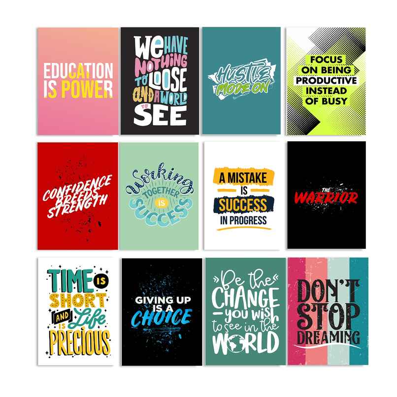 Paper Plane Design Motivational Wall Posters | Set of 12 | (29 cm x 21 cm) D5