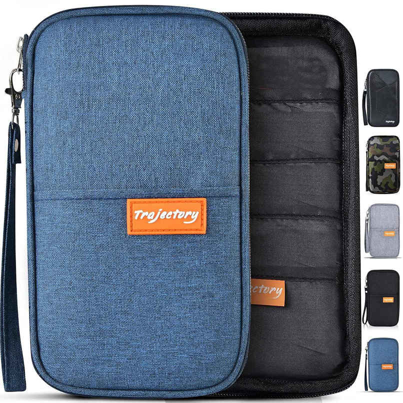 Trajectory Travel Passport and Card Holder Wallet Organizer | Blue