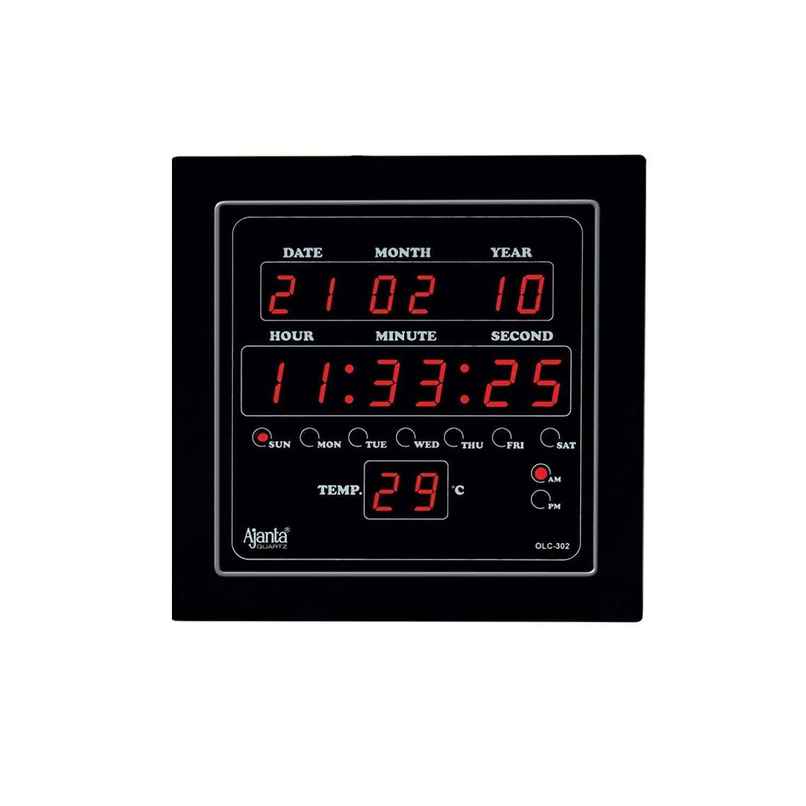 Ajanta Quartz Digital Red LED Square Wall Clock OLC - 302 ( 25.4 x 25.4 x 3.5 cm | Plastic) Ajanta Quartz Digital Red LED Square Wall Clock OLC - 302 ( 25.4 x 25.4 x 3.5 cm | Plastic)