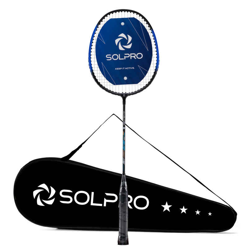 Solpro Vanguard 8 Aluminium Badminton Racket with Cover | Black & Blue