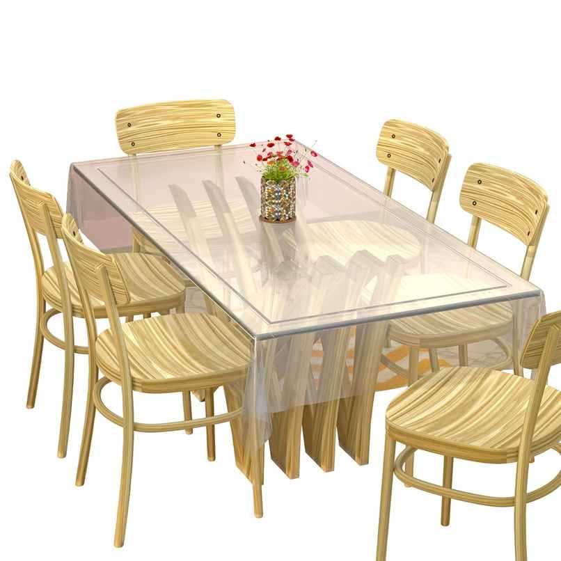 Kuber Industries Polyvinyl Chloride Dining Rectangular Table Cover for 6 Seater | Transparent Kuber Industries Polyvinyl Chloride Dining Rectangular Table Cover for 6 Seater | Transparent