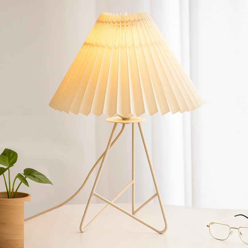 Homesake Retro Metal Table Lamp | Bedside Gift for Living Room & Home | Cream Pleated Homesake Retro Metal Table Lamp | Bedside Gift for Living Room & Home | Cream Pleated