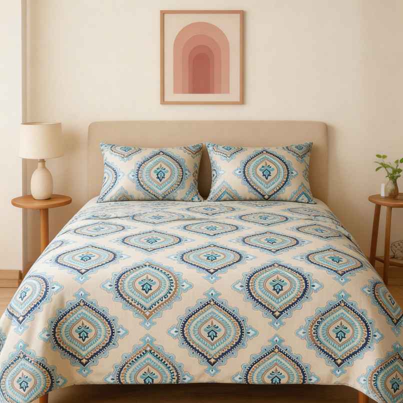 Status Crown Superfine Microfiber Queen Bedsheet | Blue Prism | 220 x 250 cm