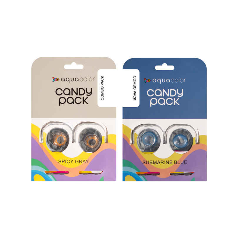 Aquacolor Candy Pack with Zero Power Daily Disposable Lens Spicy Gray and Submarine Blue
